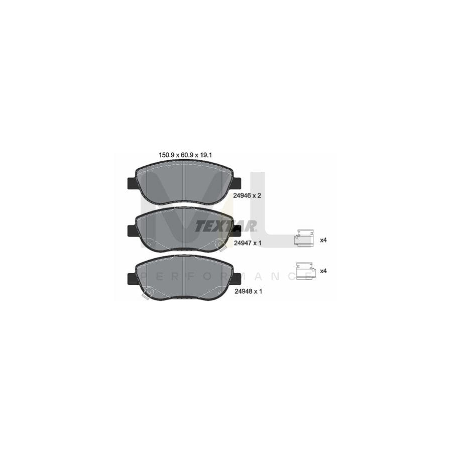 TEXTAR 2494601 Brake pad set with acoustic wear warning, with accessories | ML Performance Car Parts
