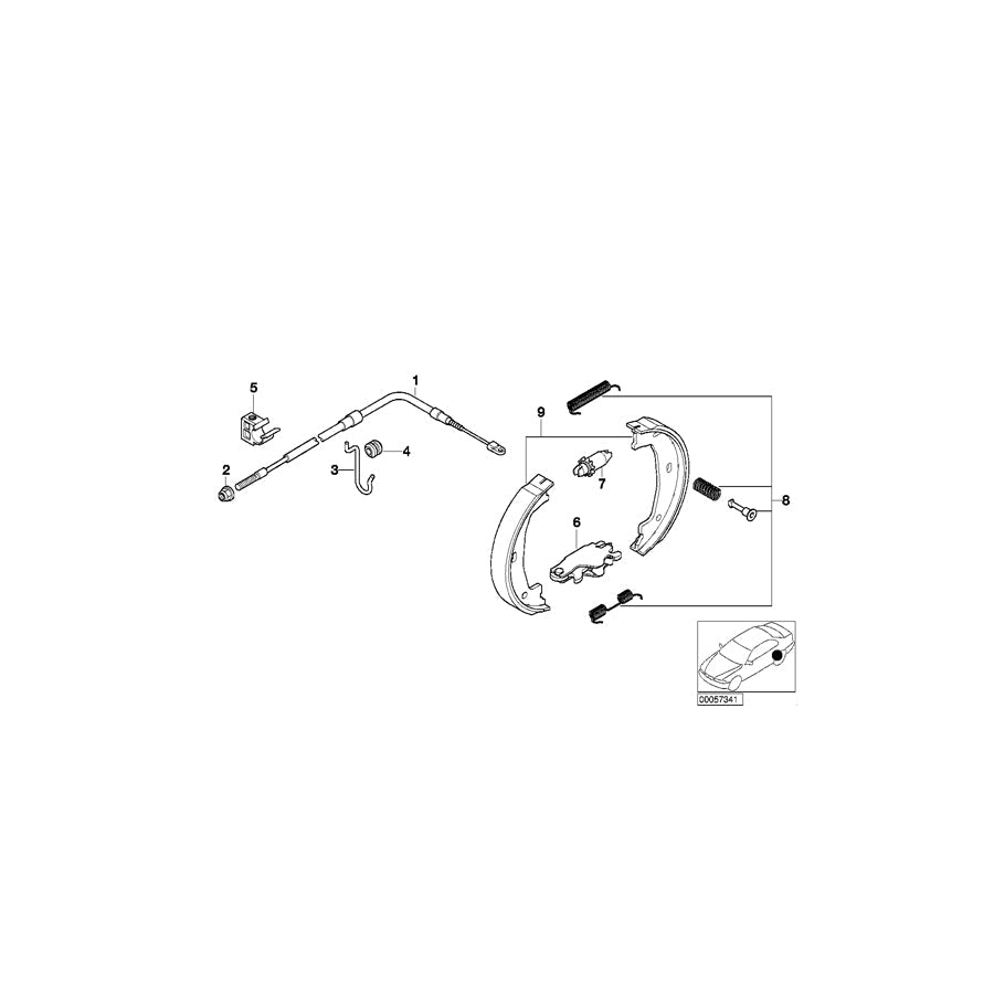 Genuine BMW 34411165928 E52 Hand Brake Bowden Cable (Inc. ALPINA V8 & Z8) | ML Performance US Car Parts