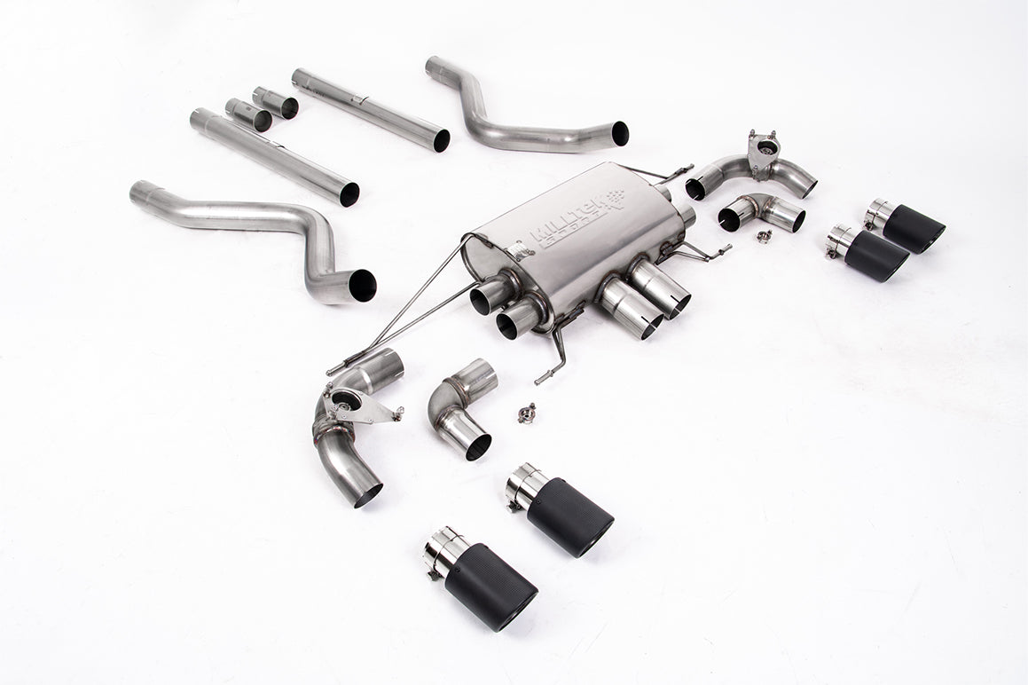 MillTek SSXLR119 Land Rover Defender OPF/GPF Back Non-Resonated Valved System (Louder) with Quad JET-90 Carbon Trims