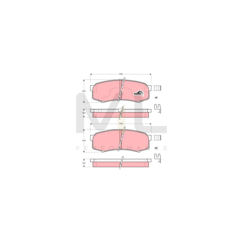 TRW Cotec Gdb3110 Brake Pad Set With Acoustic Wear Warning, With Accessories | ML Performance Car Parts