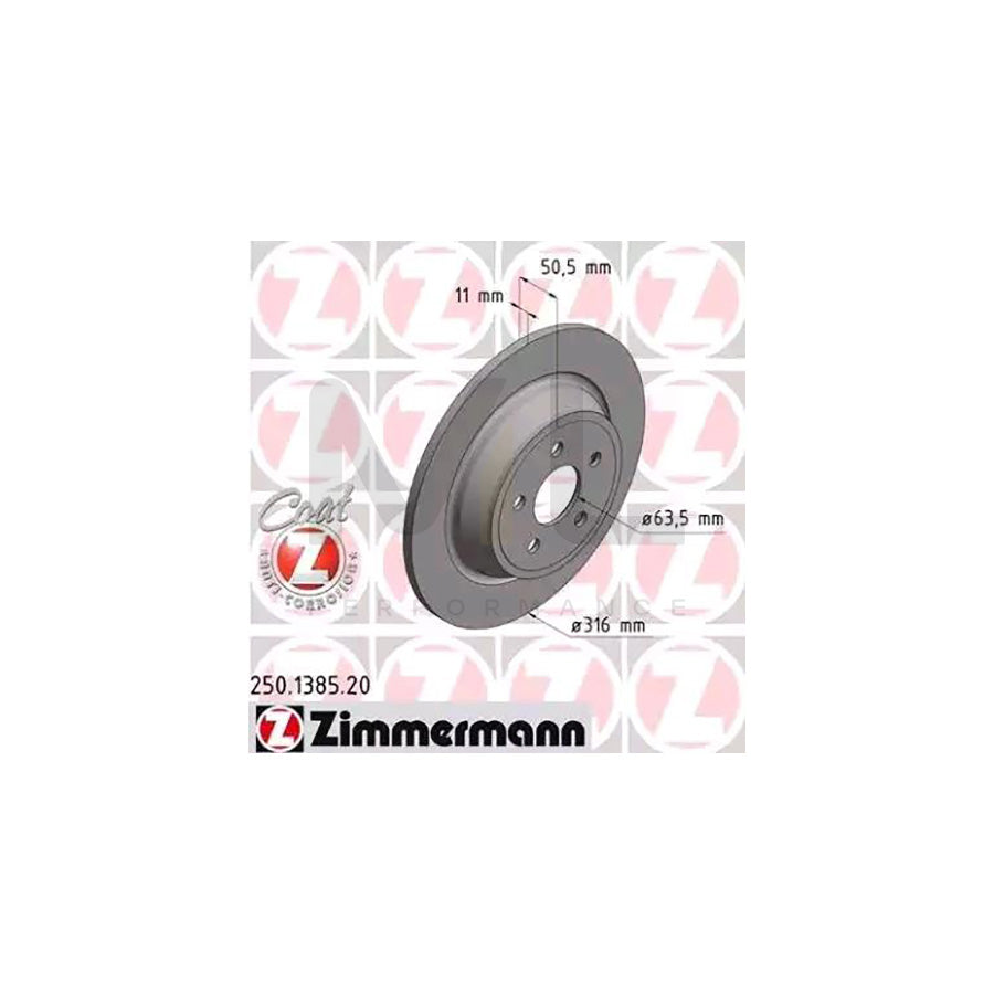 ZIMMERMANN COAT Z 250.1385.20 Brake Disc Solid, Coated - 1 piece