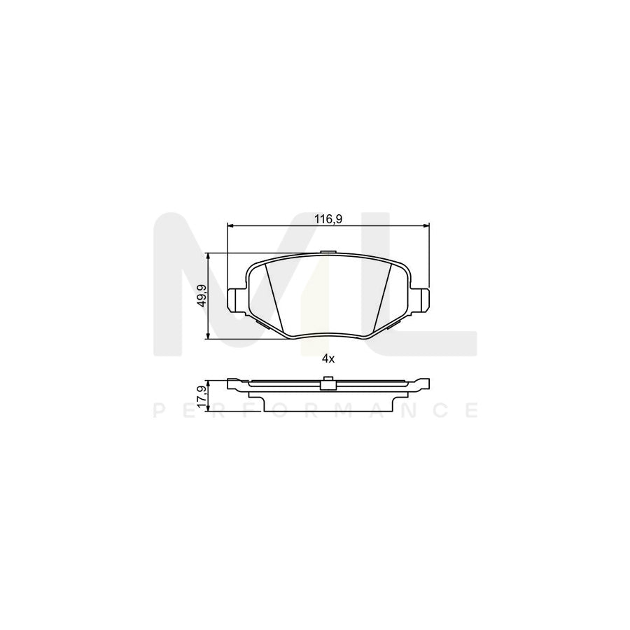 Bosch 0986495396 Brake Pad Set With Anti-Squeak Plate BP1769 | ML Performance Car Parts