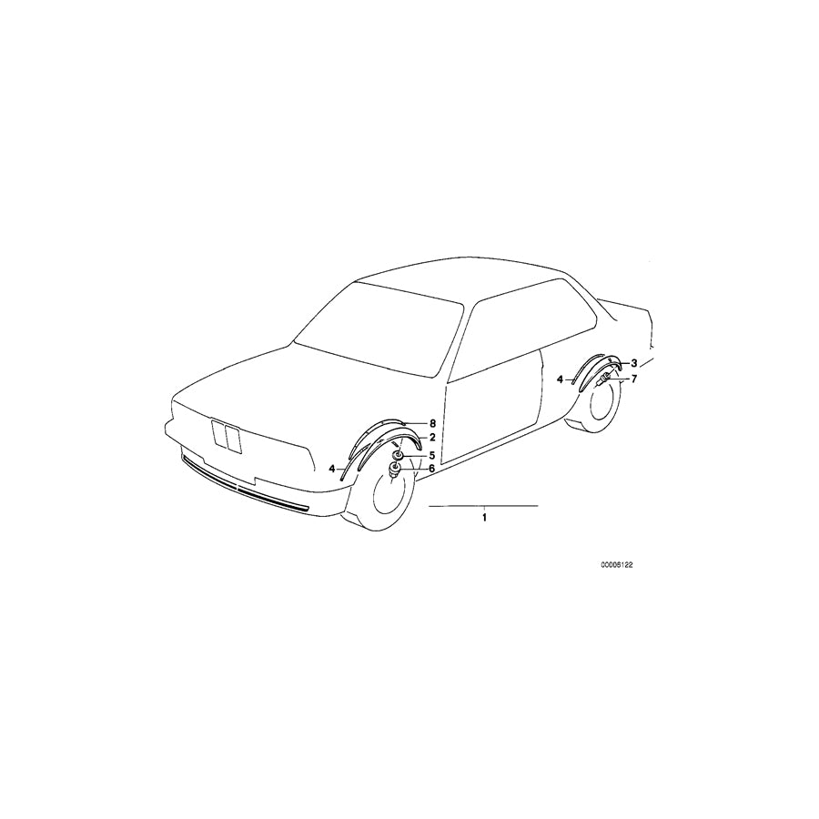 Genuine BMW 51711922096 E24 Covering Rear Right GRUNDIERT (Inc. M635CSi, 630CS & 628CSi) | ML Performance US Car Parts
