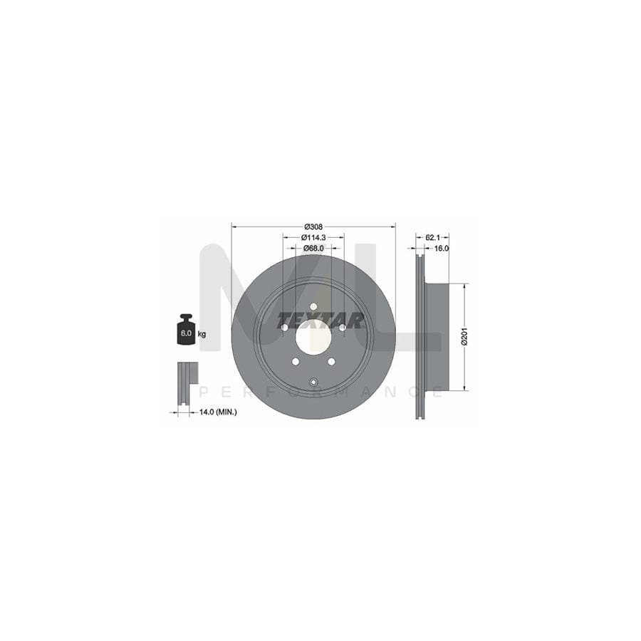 TEXTAR PRO 92149303 Brake Disc Internally Vented, Coated, without wheel hub, without wheel studs | ML Performance Car Parts