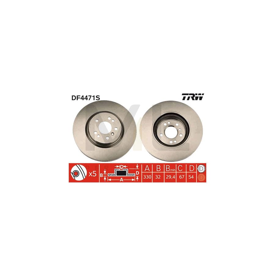 TRW DF4471S Brake Disc Vented, Painted, High-carbon | ML Performance Car Parts