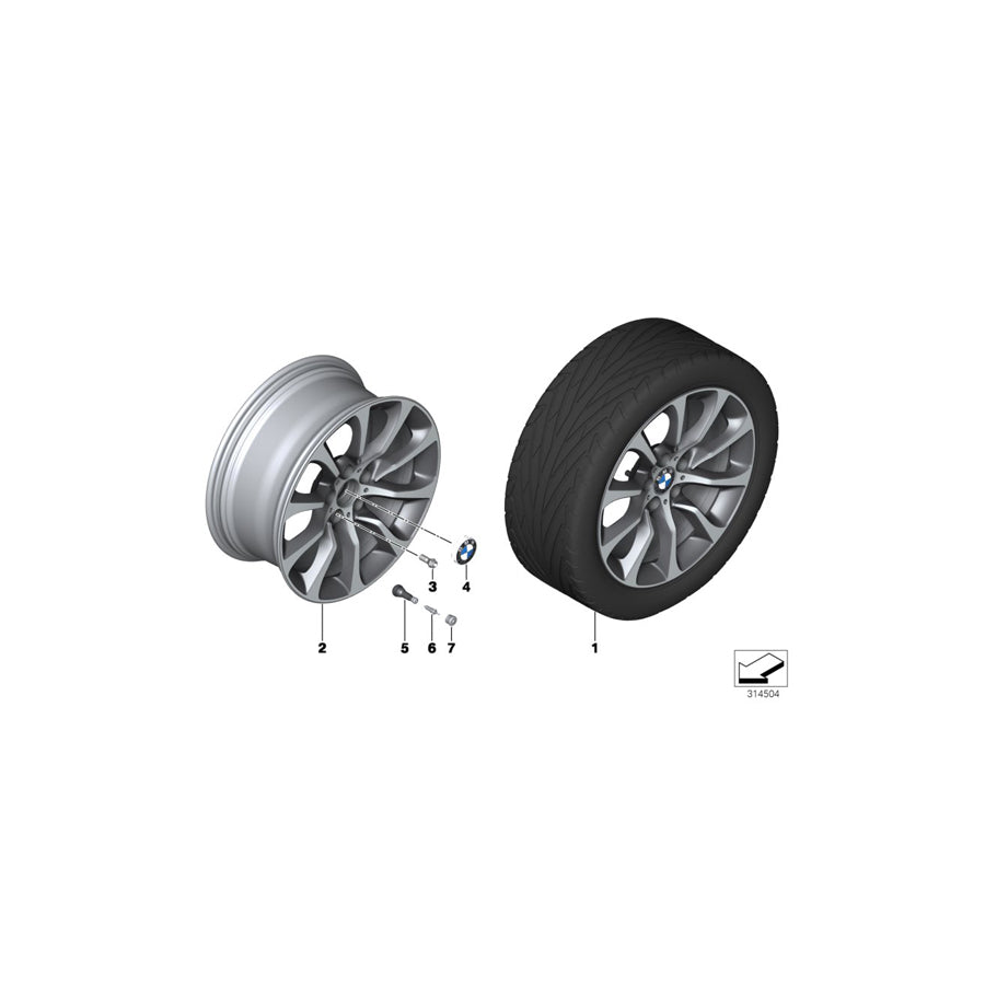 Genuine BMW 36116857666 F12 F06 F11 Gloss-Turned Light Alloy Rim 8,5JX19 ET:33 (Inc. 518d, 525d & 530d) | ML Performance US