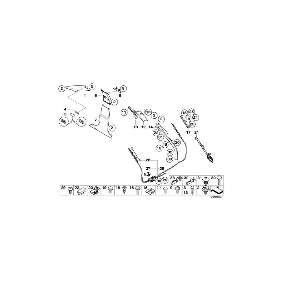 Genuine BMW 51436987137 E61 E61 Trim Panel C-Column, Rear Left CREAMBEIGE (Inc. 530xd, 530xi & 523i) | ML Performance US Car Parts
