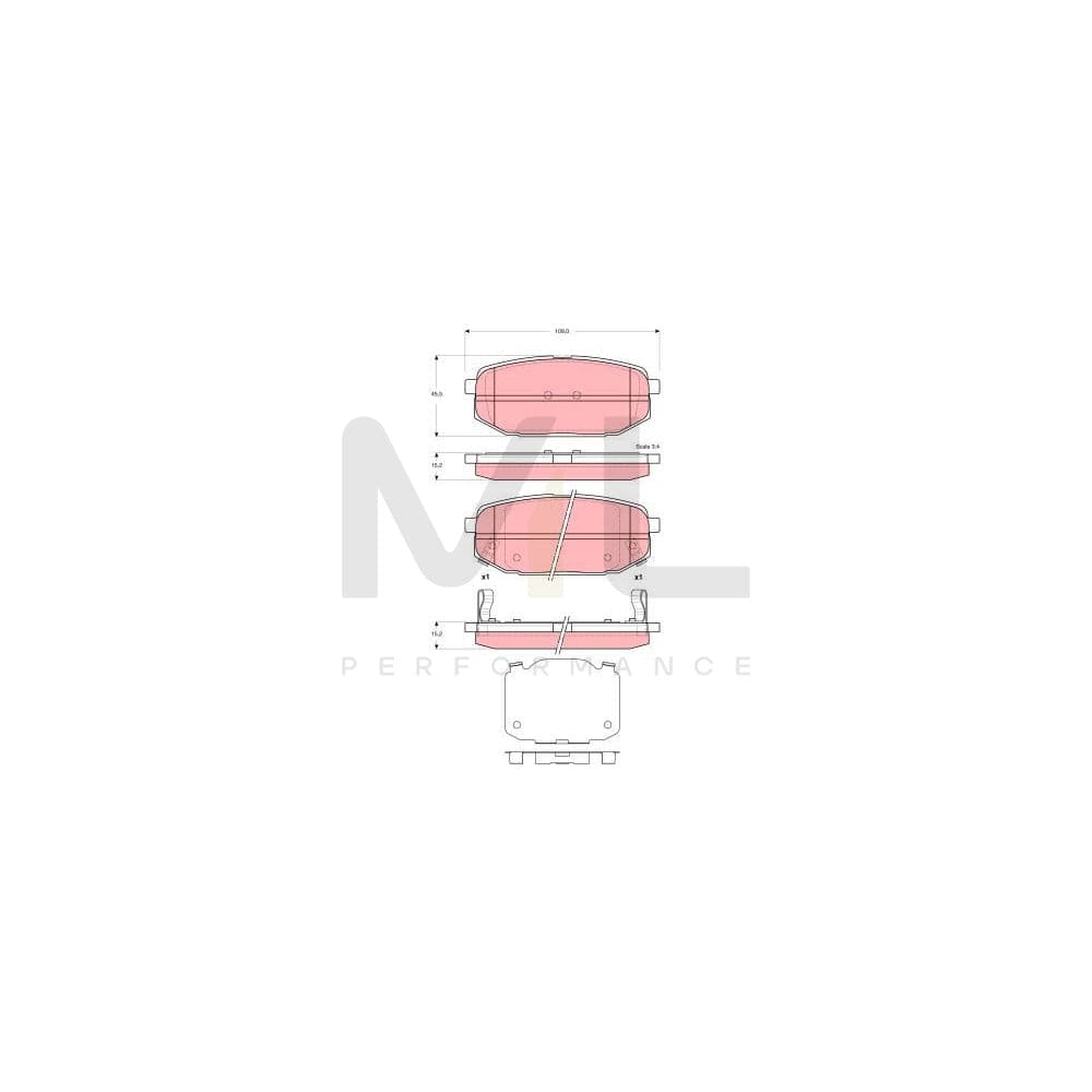 TRW Gdb3384 Brake Pad Set For Hyundai Equus / Centennial (Js) With Acoustic Wear Warning | ML Performance Car Parts