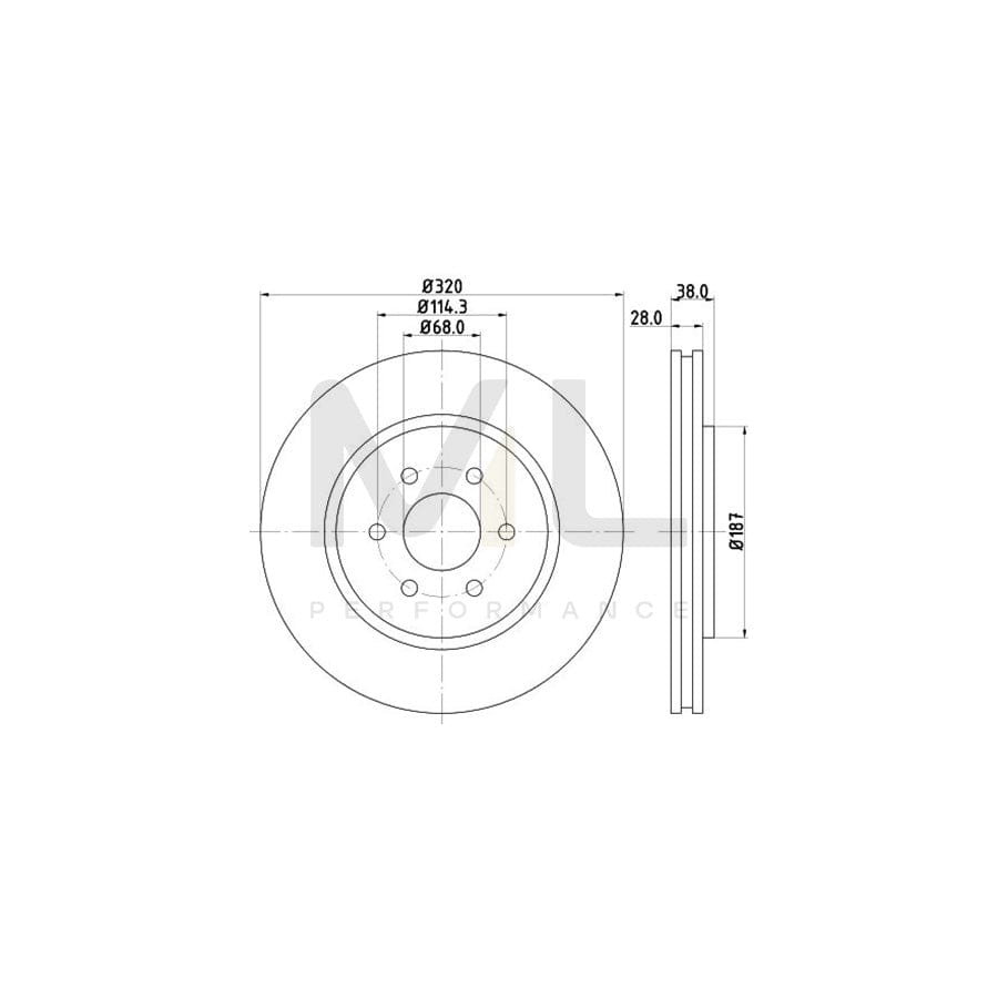 HELLA PRO 8DD 355 119-001 Brake Disc Internally Vented, Coated, without wheel hub, without wheel studs