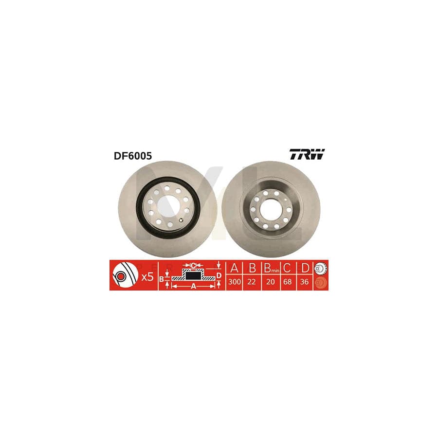 TRW DF6005 Brake Disc for AUDI A4 Vented | ML Performance Car Parts
