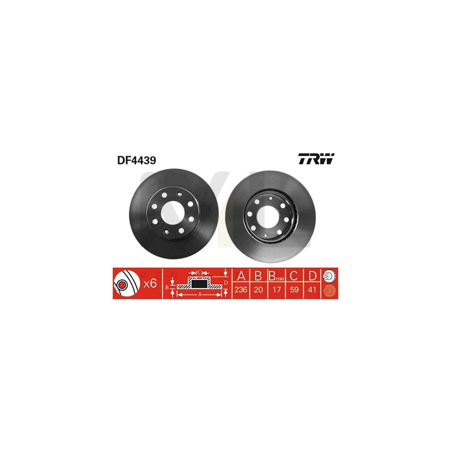 TRW DF4439 Brake Disc Vented, Painted, High-carbon | ML Performance Car Parts