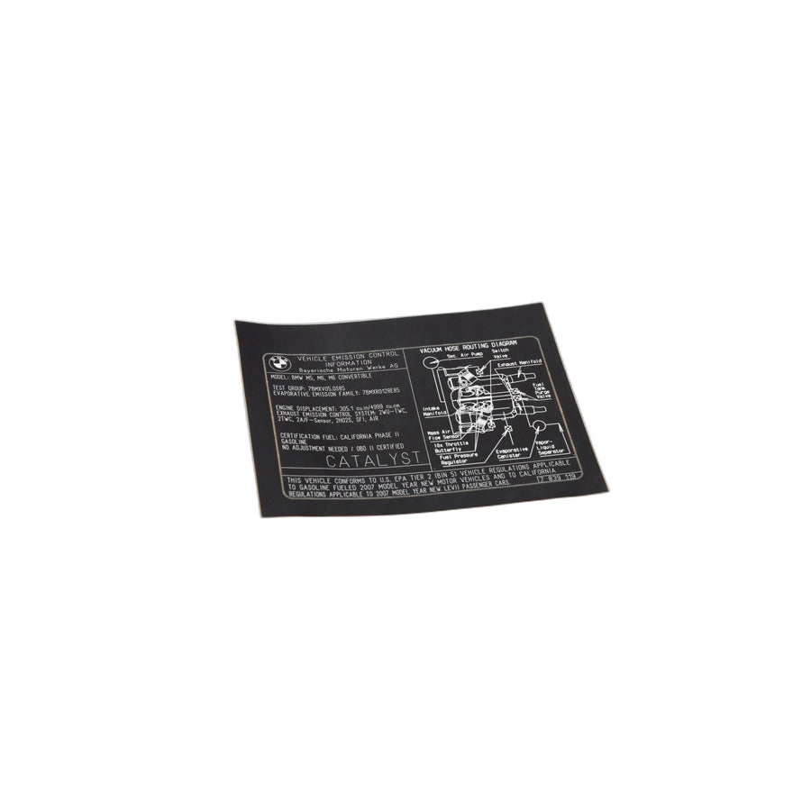 Genuine BMW 71227839119 E60 E63 E64 Label "Exhaust Emission" (Inc. M5 & M6) | ML Performance US Car Parts