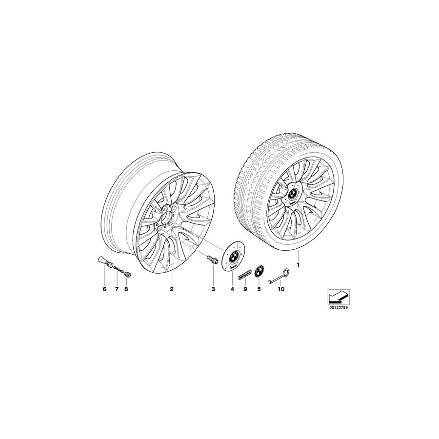 Genuine BMW 36117897251 E65 E66 Light Alloy Rim, Silver 10JX20 ET:24 (Inc. 745d, 740d & 730i) | ML Performance US