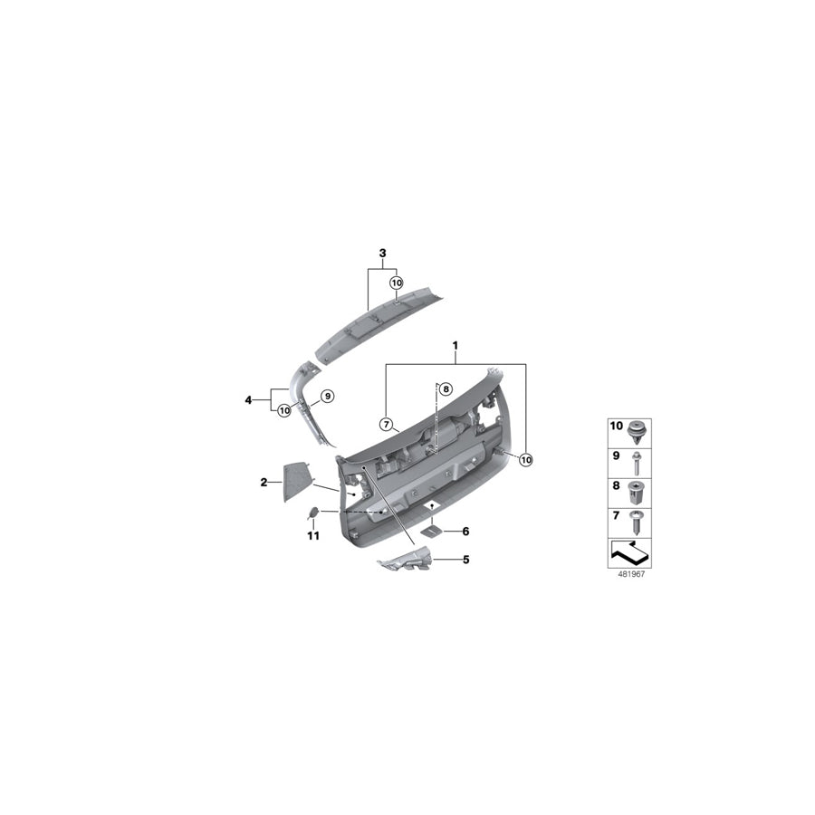Genuine BMW 51497407215 F48 Left Trunk Lid Panel Trim OYSTER (Inc. X1 20iX, X1 25iX & X1 18i) | ML Performance US Car Parts