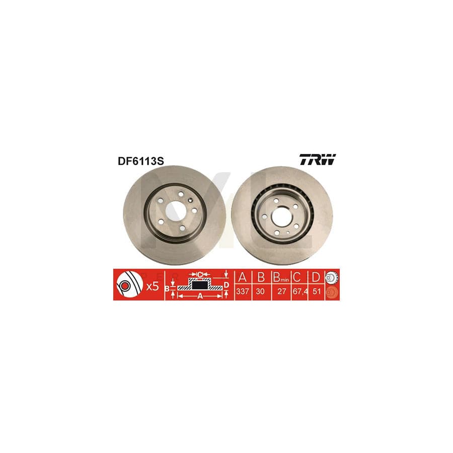 TRW DF6113S Brake Disc Vented, Painted | ML Performance Car Parts