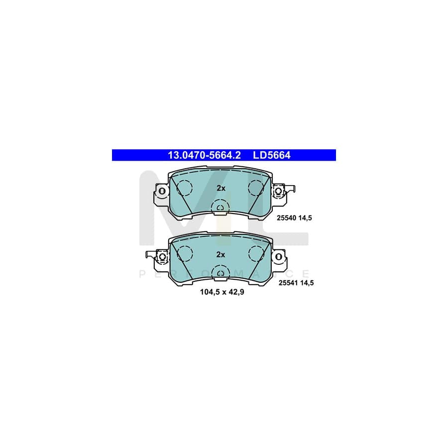 ATE Ceramic 13.0470-5664.2 Brake pad set with acoustic wear warning