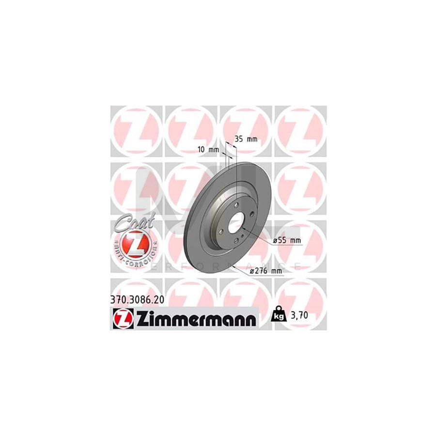 ZIMMERMANN COAT Z 370.3086.20 Brake Disc for MAZDA MX-5 II (NB) Solid, Coated - 1 piece