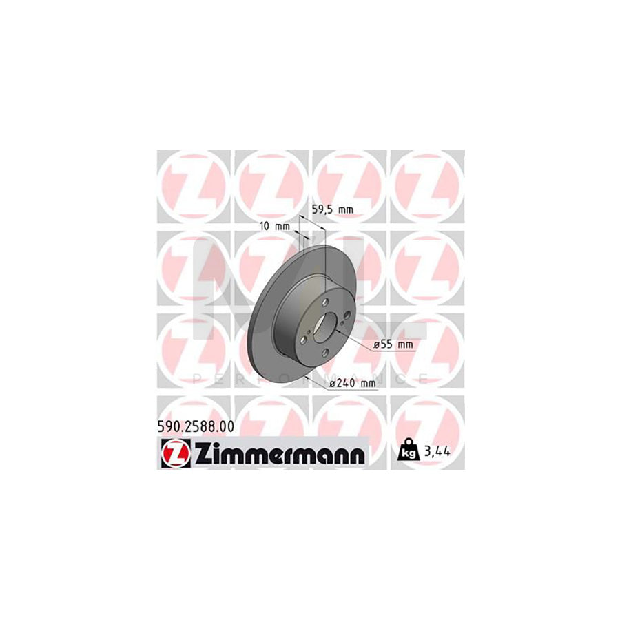 ZIMMERMANN 590.2588.00 Brake Disc for TOYOTA COROLLA Solid - 1 piece
