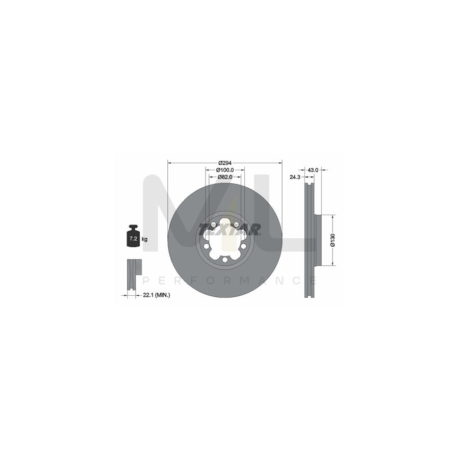TEXTAR PRO 92103803 Brake Disc for FORD TRANSIT Internally Vented, Coated, without wheel hub, without wheel studs | ML Performance Car Parts