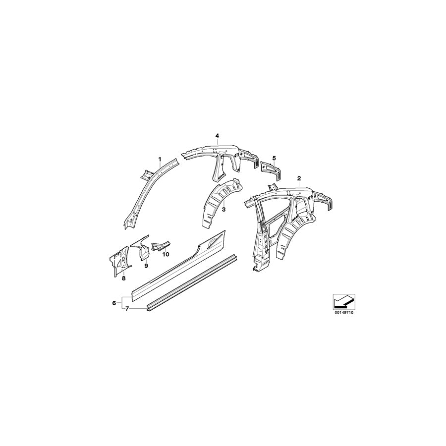 Genuine BMW 41007168962 E92 C-Pillar Reinforcement, Right (Inc. 325d, 328i & 335i) | ML Performance US