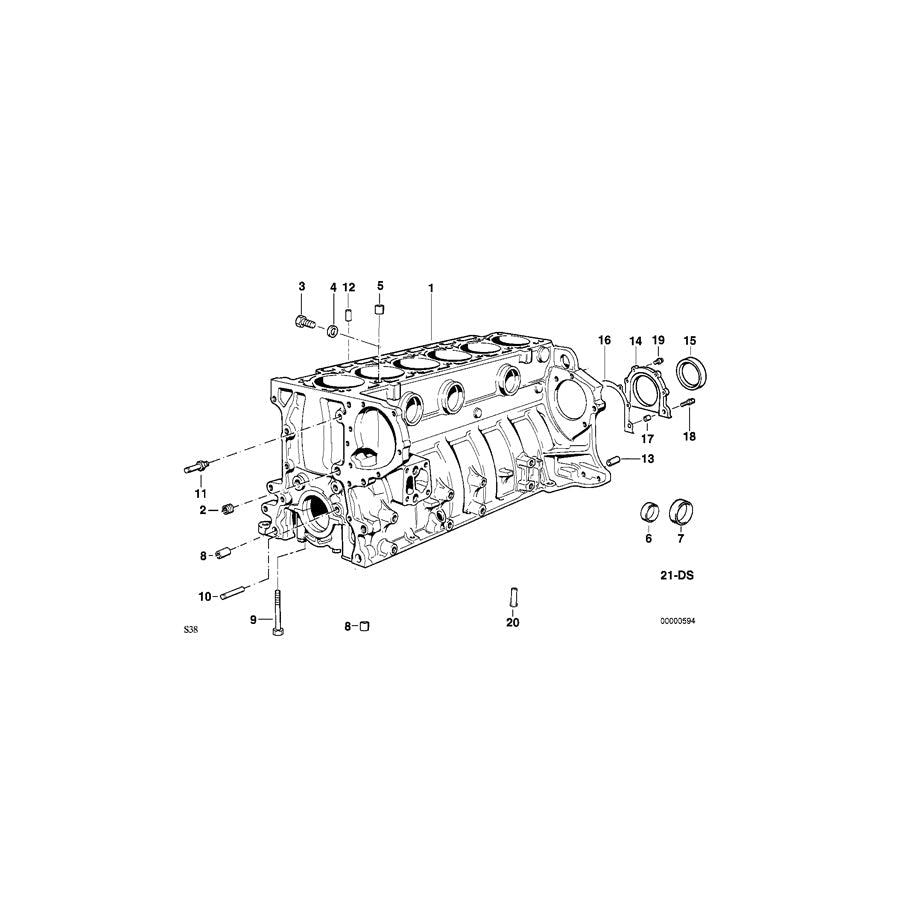 Genuine BMW 11111316696 E34 Engine Block D=93,4mm (Inc. M5) | ML Performance US Car Parts