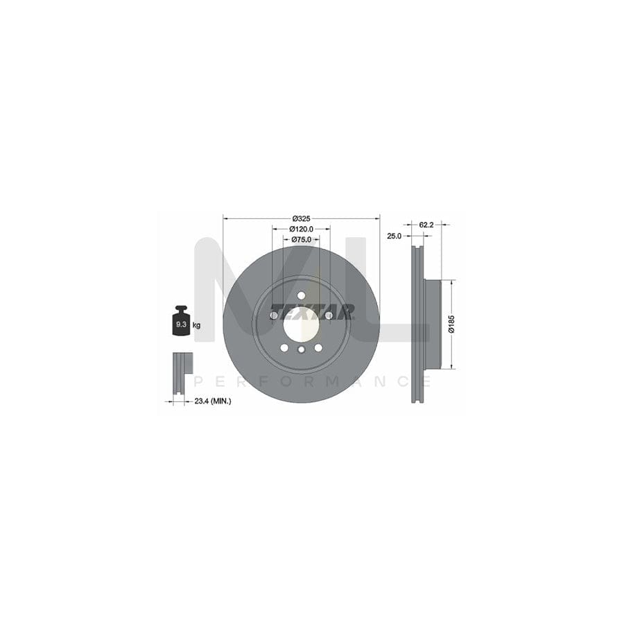TEXTAR 92141500 Brake Disc for BMW X3 (E83) Internally Vented, without wheel hub, without wheel studs | ML Performance Car Parts