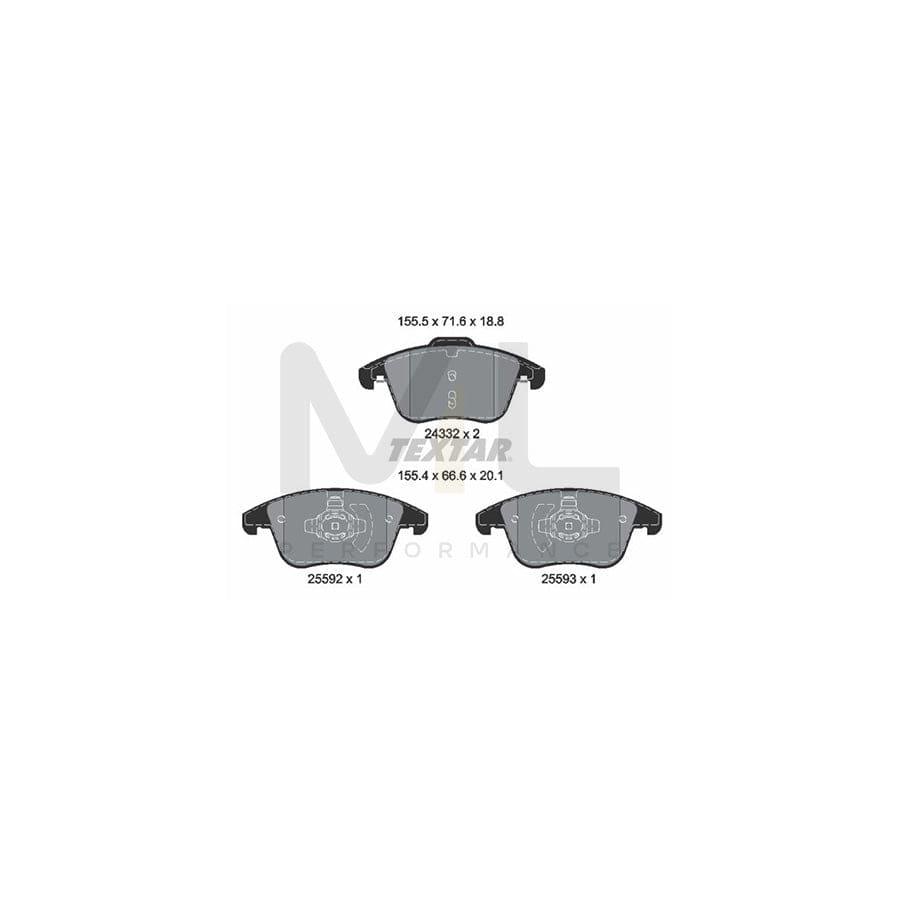 TEXTAR 2433205 Brake pad set for FORD MONDEO not prepared for wear indicator | ML Performance Car Parts