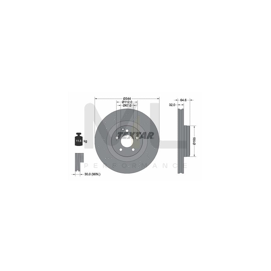 TEXTAR PRO+ 92277605 Brake Disc suitable for MERCEDES-BENZ SLK (R172) Internally Vented, Perforated, Coated, High-carbon, without wheel hub, without wheel studs | ML Performance Car Parts