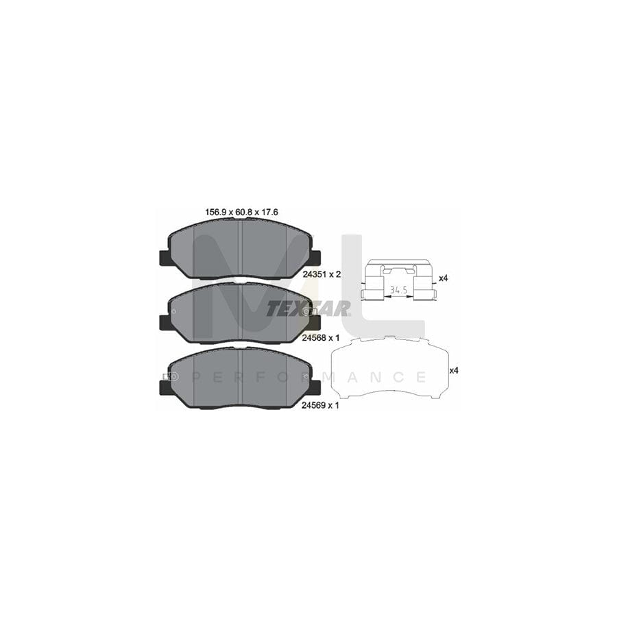 TEXTAR 2435101 Brake pad set with acoustic wear warning | ML Performance Car Parts