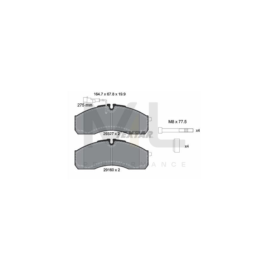 TEXTAR 2932701 Brake pad set with integrated wear warning contact, with accessories | ML Performance Car Parts
