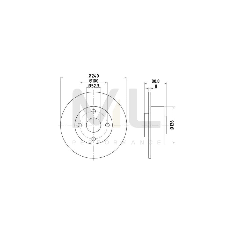 TEXTAR 92119300 Brake Disc Solid, with wheel hub, without wheel studs | ML Performance Car Parts