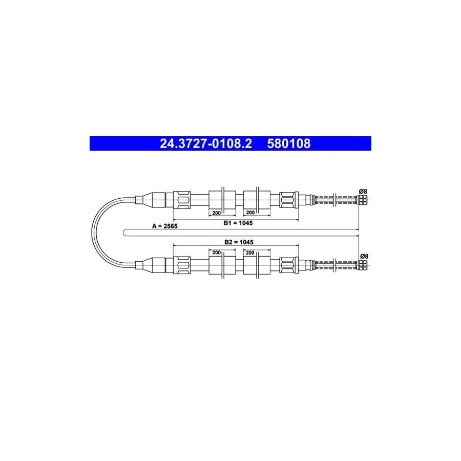 ATE 24.3727-0108.2 Hand Brake Cable