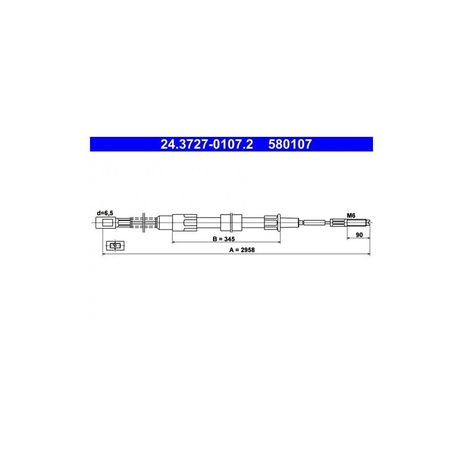 ATE 24.3727-0107.2 Hand Brake Cable for VW Transporter