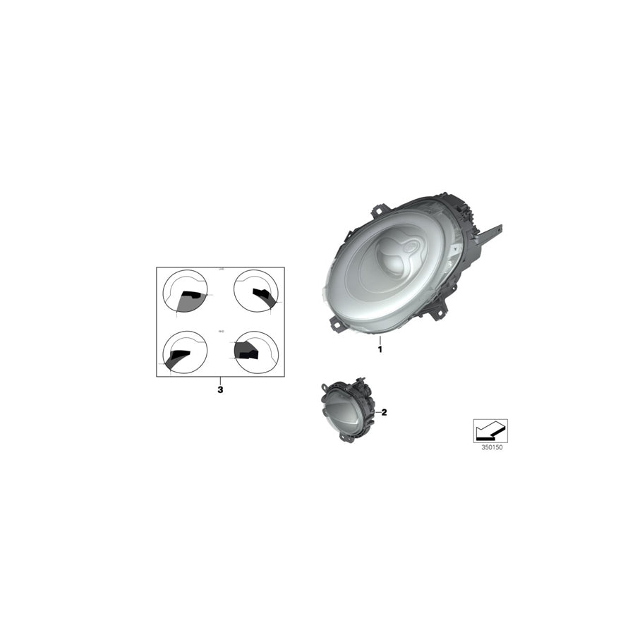 Genuine BMW 63117298267 F55 F56 Headlight Left, Turn Indicator Yellow (Inc. Cooper & Cooper S) | ML Performance US Car Parts