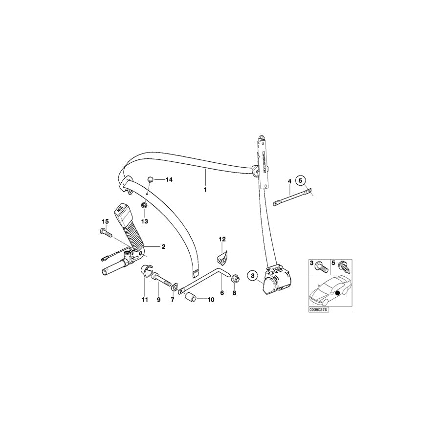Genuine BMW 72118207954 E46 Rght Frnt Upper Belt With Force Limiter (Inc. 320Ci, 330Ci & M3) | ML Performance US Car Parts