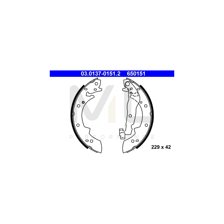 ATE 03.0137-0151.2 Brake Shoe Set with lever