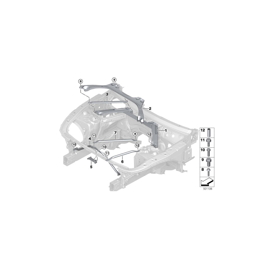 Genuine BMW 51617407776 G30 Strut Brace Bulkhead Right (Inc. 520d ed, 530iX & 520i) | ML Performance US Car Parts