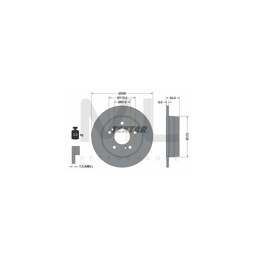 TEXTAR 92059500 Brake Disc Solid, without wheel hub, without wheel studs | ML Performance Car Parts