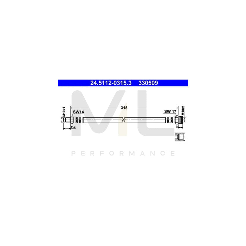 ATE 24.5112-0315.3 Brake Hose 315mm, M10x1