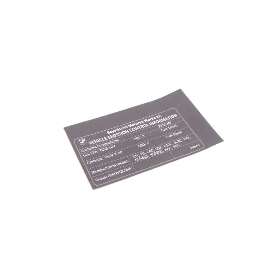 Genuine BMW 71228586415 F30 F31 Label "Exhaust Emission" MY15 (Inc. 328d & 328dX) | ML Performance US Car Parts