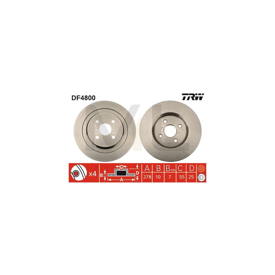 TRW DF4800 Brake Disc Solid, Painted | ML Performance Car Parts