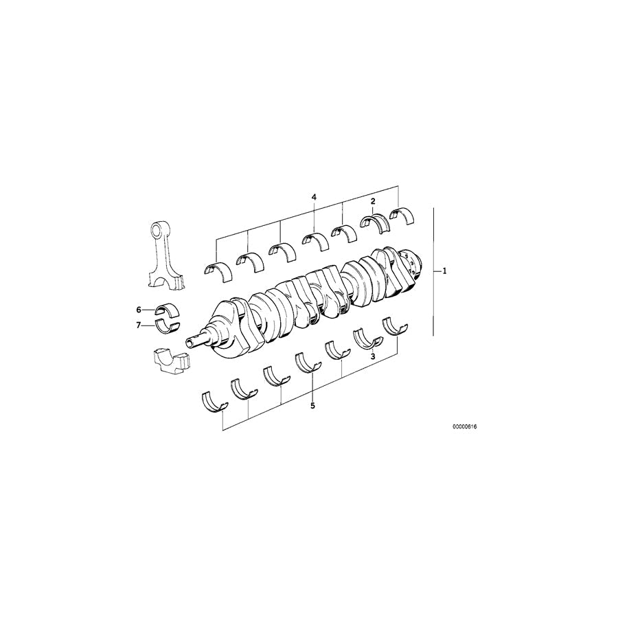 Genuine BMW 11211722347 E30 E12 E21 Bearing Shell White 59,75MM(+0,25) (Inc. 325ix, 520i & 520) | ML Performance US Car Parts