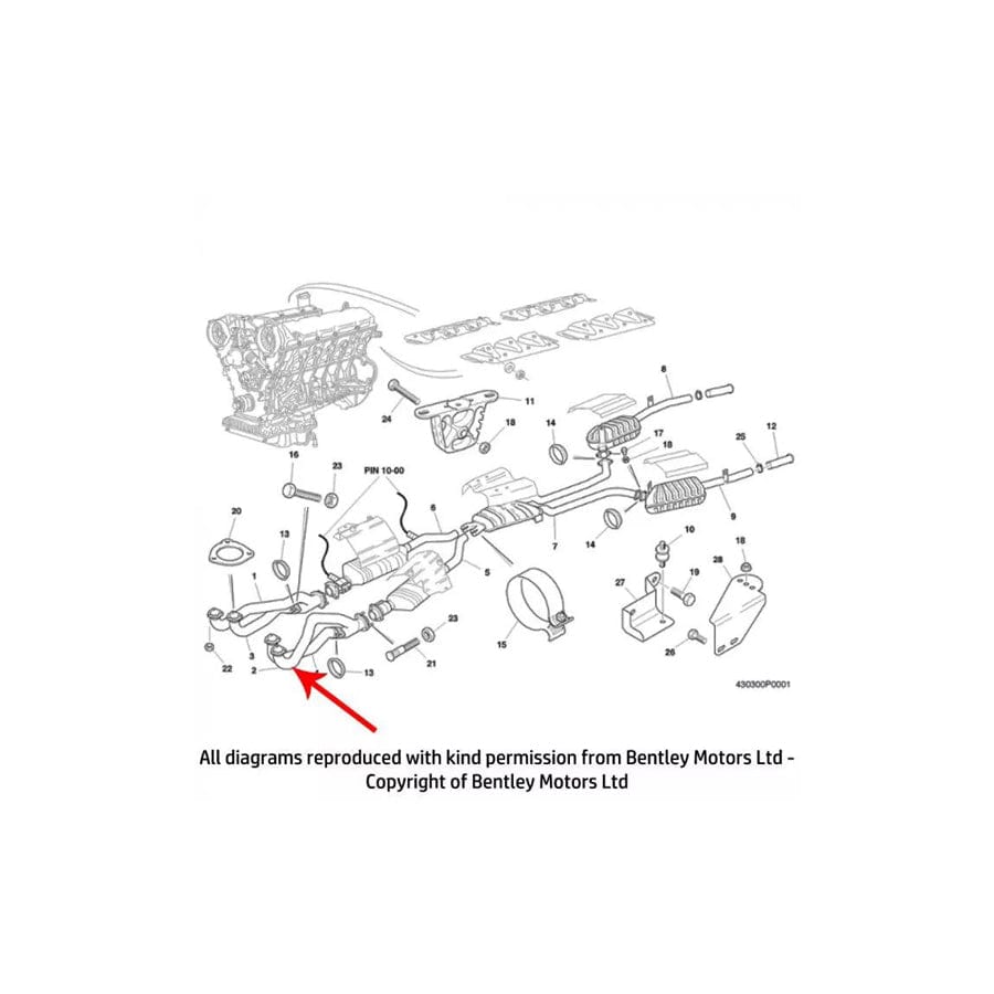 GENUINE Rolls-Royce PJ26503PB LEFT HAND UPPER DOWNPIPE