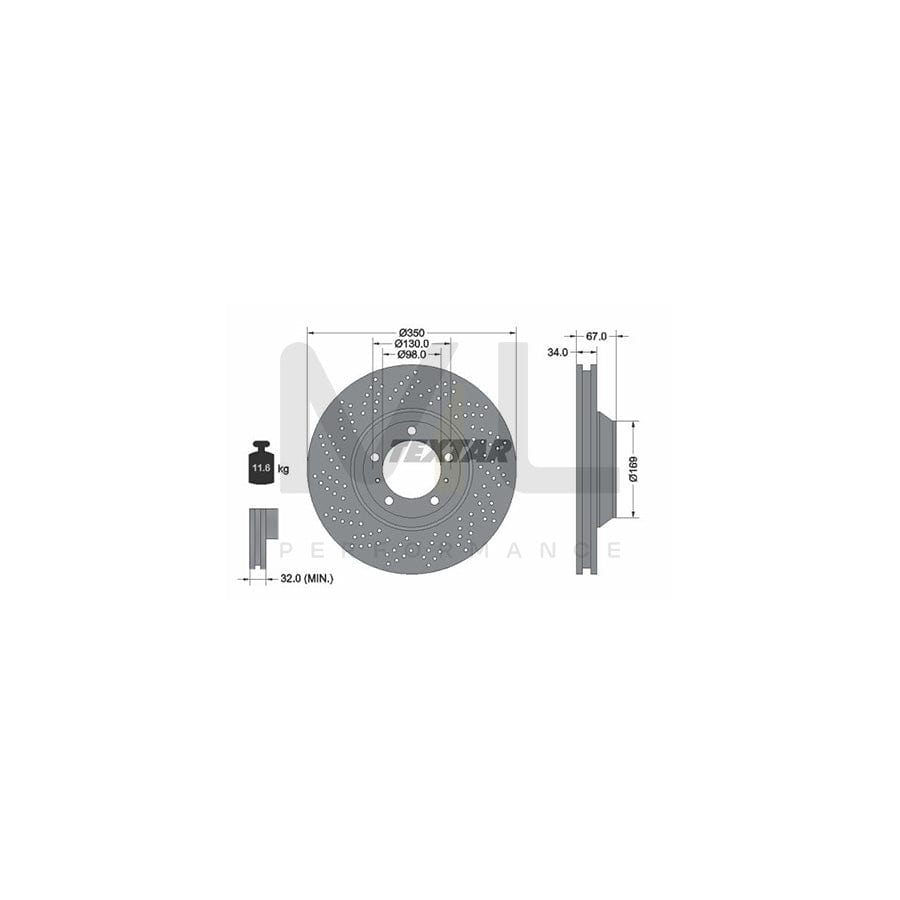 TEXTAR OE-Line 92216710 Brake Disc for PORSCHE 911 Coupe (997) Internally Vented, High-carbon, without wheel hub, without wheel studs | ML Performance Car Parts