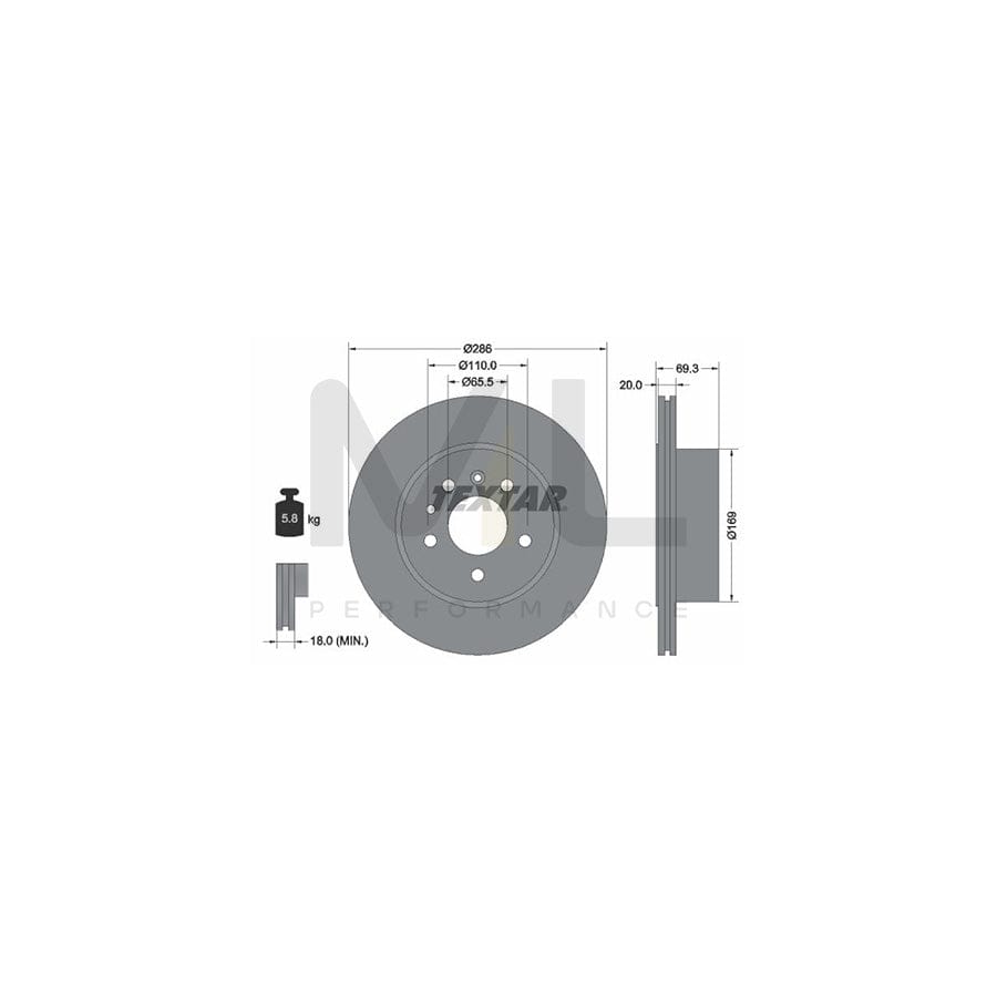 TEXTAR 92144900 Brake Disc Externally Vented, without wheel hub, without wheel studs | ML Performance Car Parts