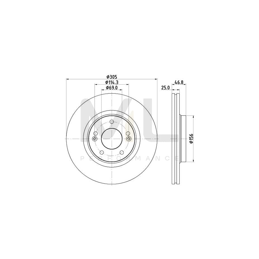 HELLA 8DD 355 126-541 Brake Disc Internally Vented, Coated, without wheel hub