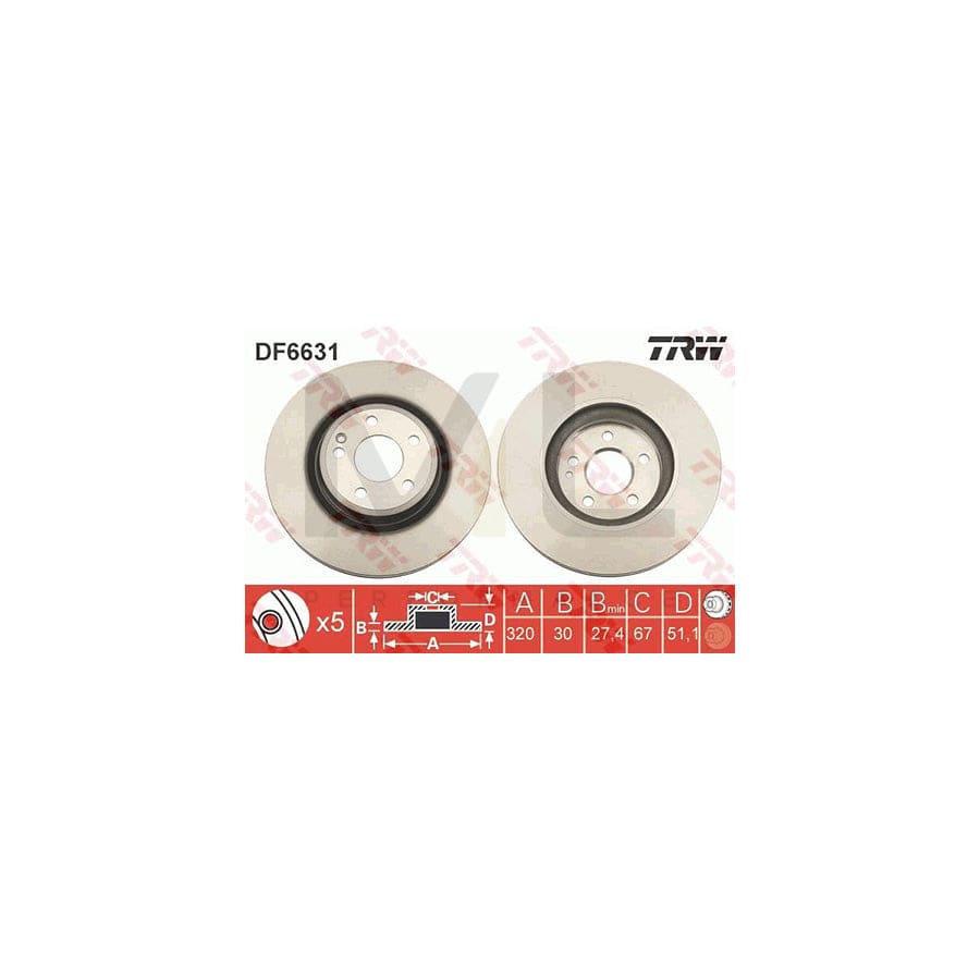 TRW DF6631 Brake Disc Vented, Painted | ML Performance Car Parts
