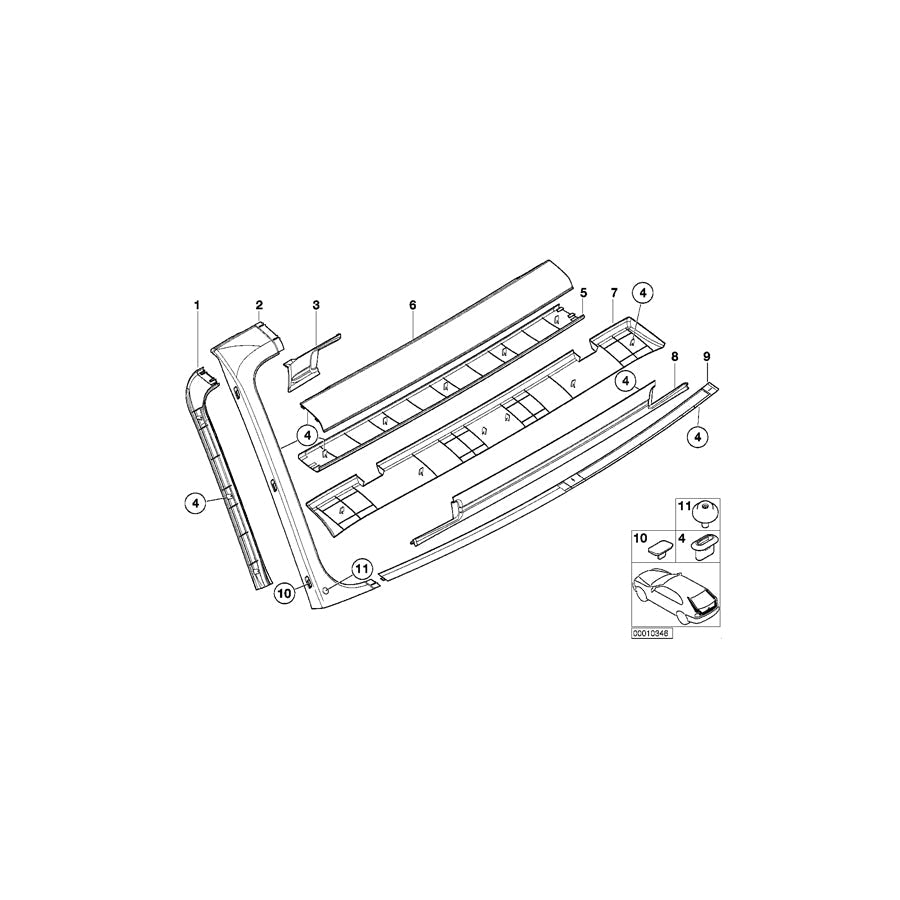 Genuine BMW 51498216731 E39 Inter. Lateral Left Trunk Lid Trim Panel DUNKELGRUEN (Inc. 528i, 520i & 523i) | ML Performance US Car Parts