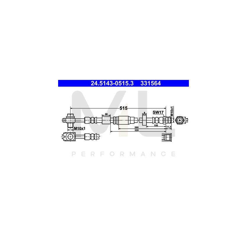 ATE 24.5143-0515.3 Brake Hose 515mm, M10x1