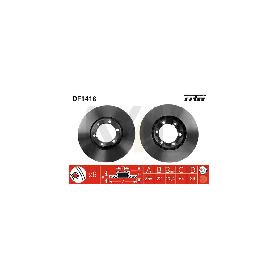 TRW DF1416 Brake Disc for MITSUBISHI L200 II Pickup Vented | ML Performance Car Parts